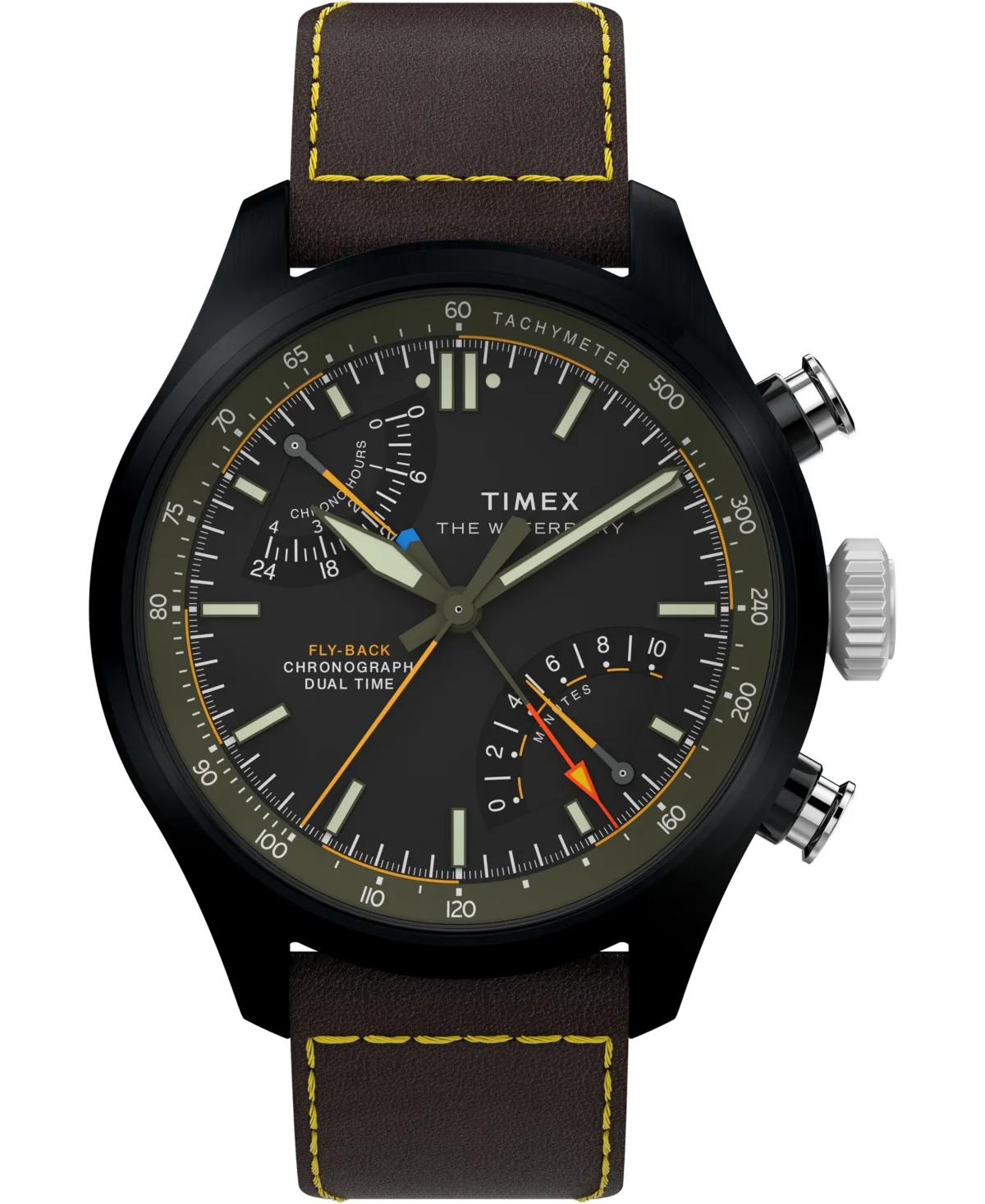 Quartz Waterbury Ace Brown Leather Watch 43mm by Timex