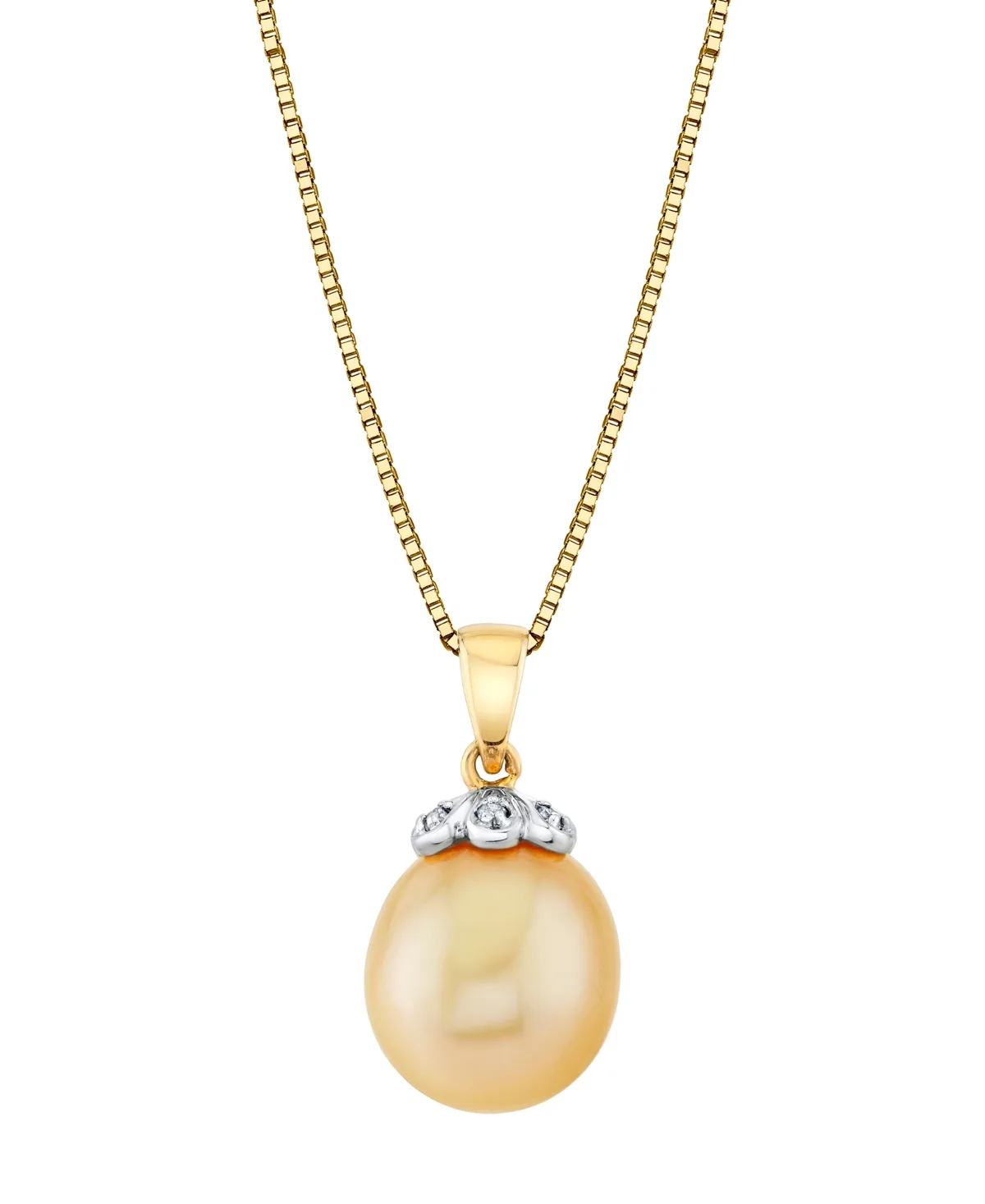 Oval Cultured Pearl with Diamond Accent Pendant in 14k Yellow Gold by Macy's