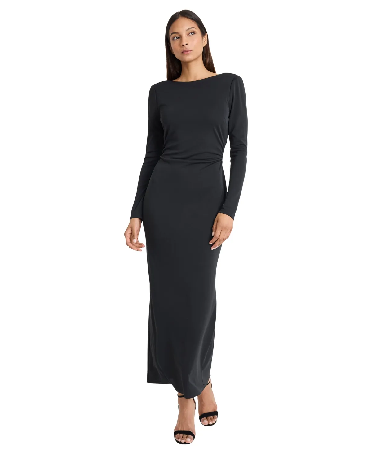 Boat Neck Long-Sleeve Maxi Dress