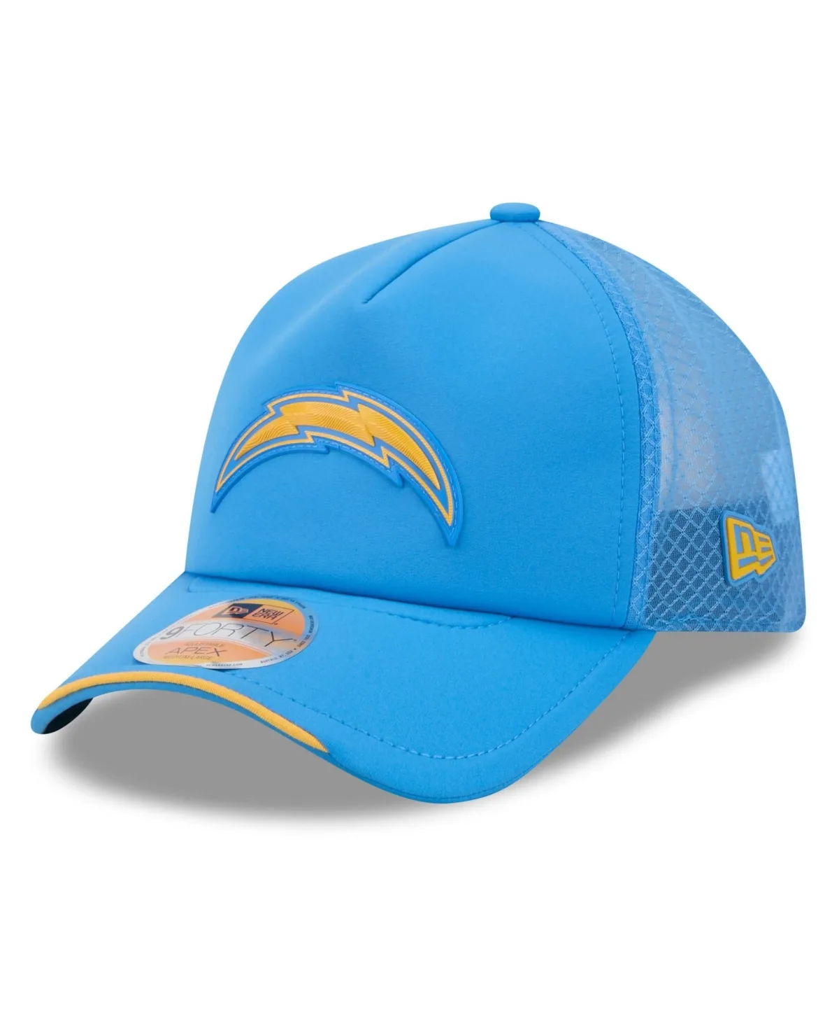 Los Angeles Chargers 2026 Sideline Apex 9FORTY Adjustable Trucker Hat by New Era