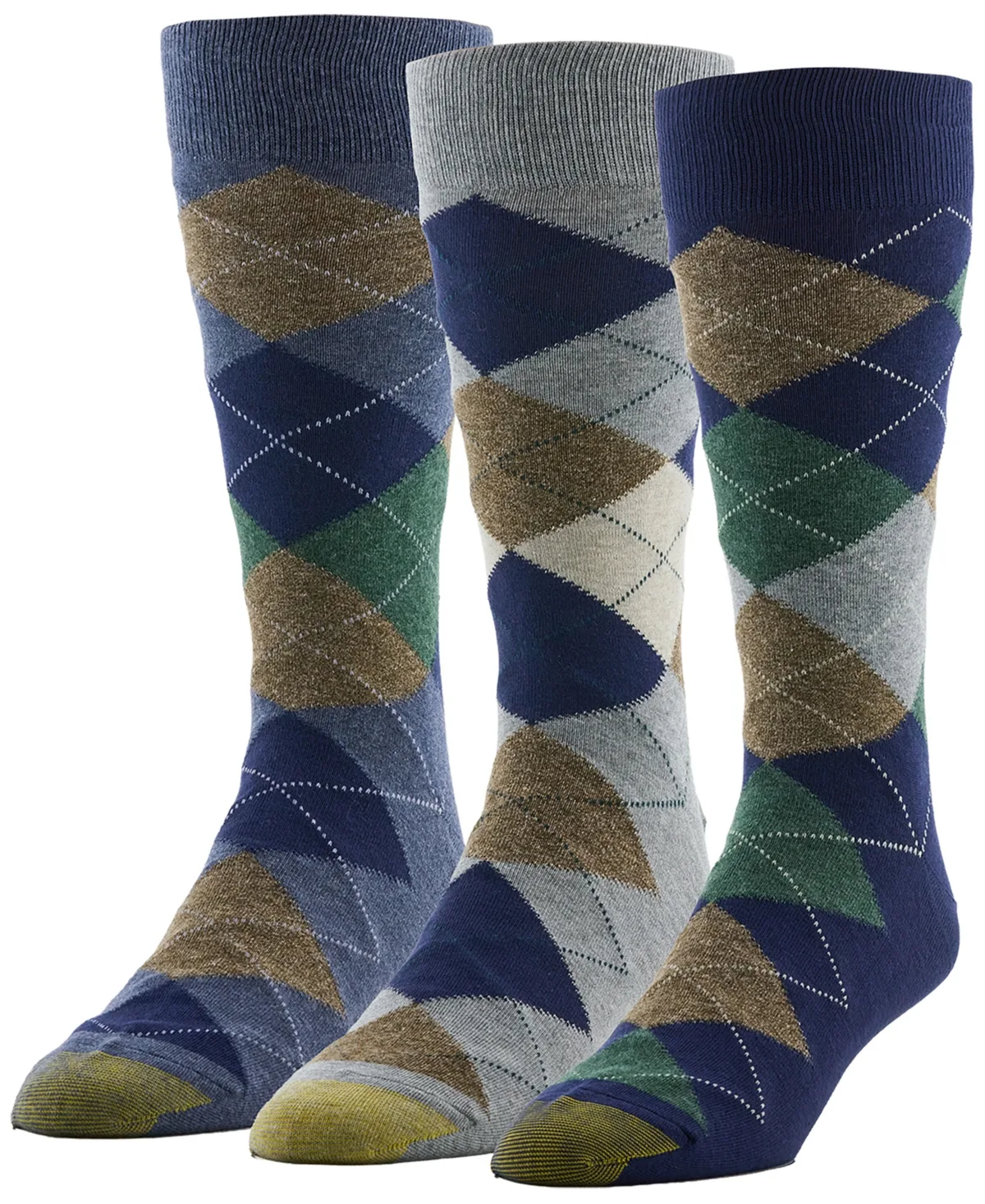 Heirloom Argyle Cotton-Blend Crew Socks, 3-Pack - DENIM by Gold Toe