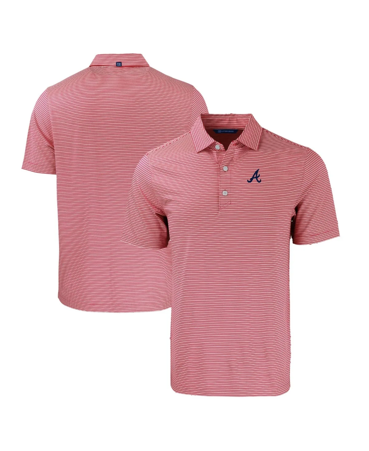 Atlanta Braves Forge Eco Double Stripe Stretch Polo Shirt by Cutter & Buck