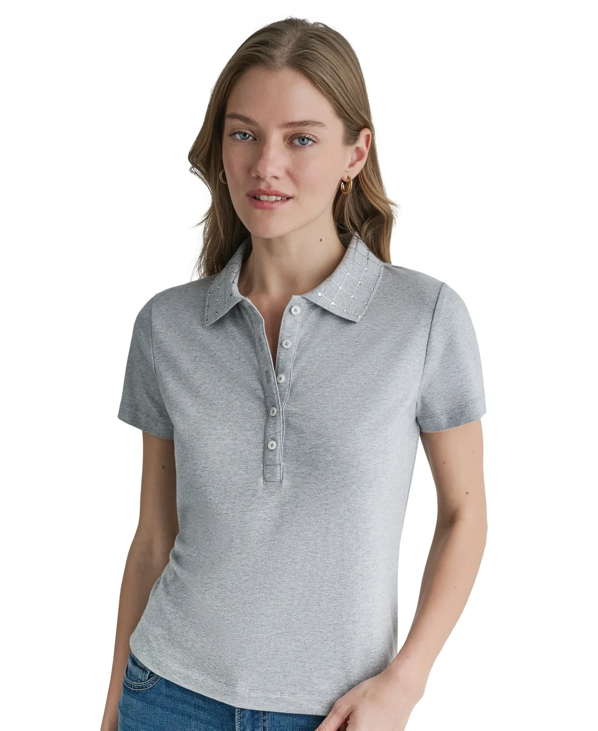 Embellished Short-Sleeve Polo Shirt by BCBG