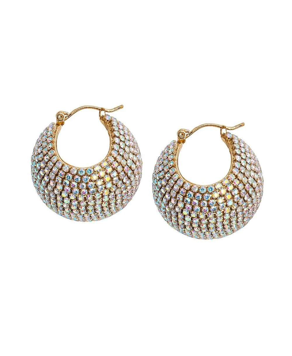 Crystal Gold-Tone Chunky Pave Hoop Earrings by Sohi