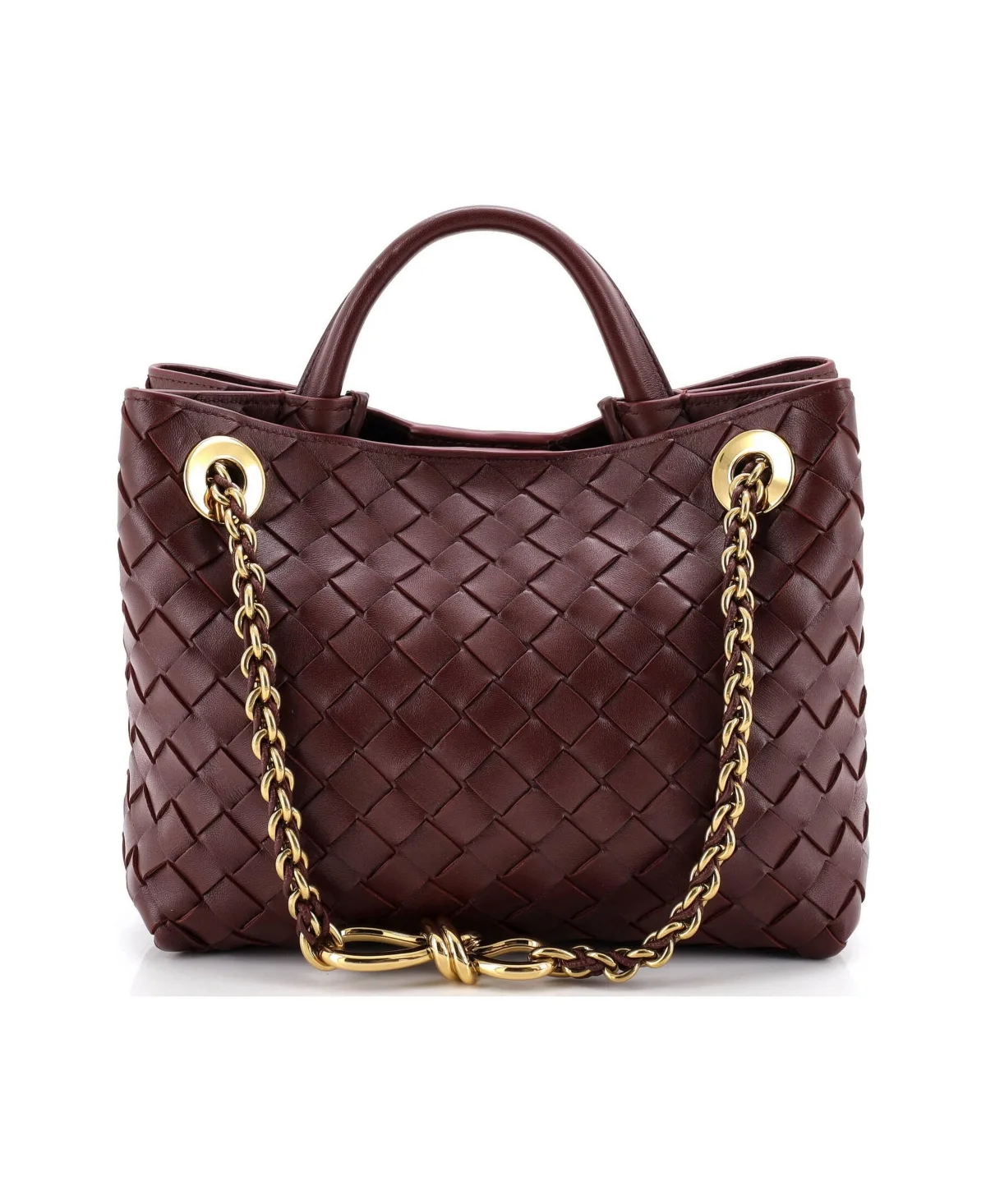Pre-Owned Small Andiamo Chain Top Handle Bag Intrecciato Nappa by Bottega Veneta