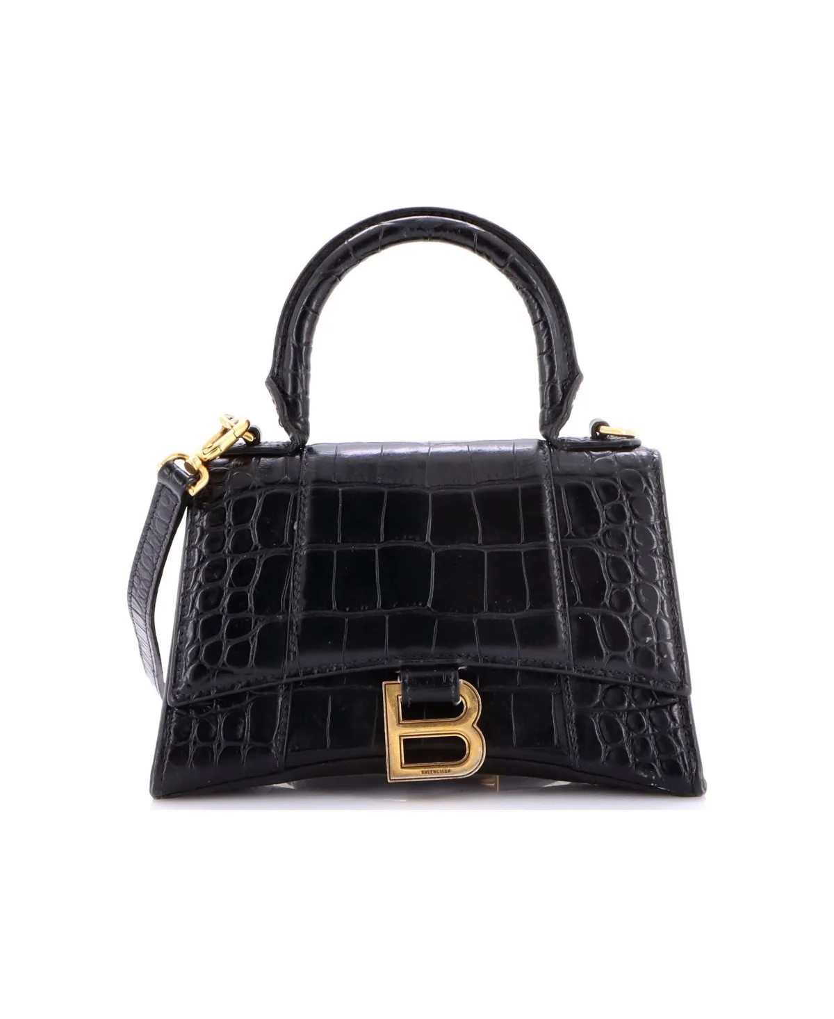 Pre-Owned Balenciaga XS Hourglass Top Handle Bag Embossed Leather by Balenciaga
