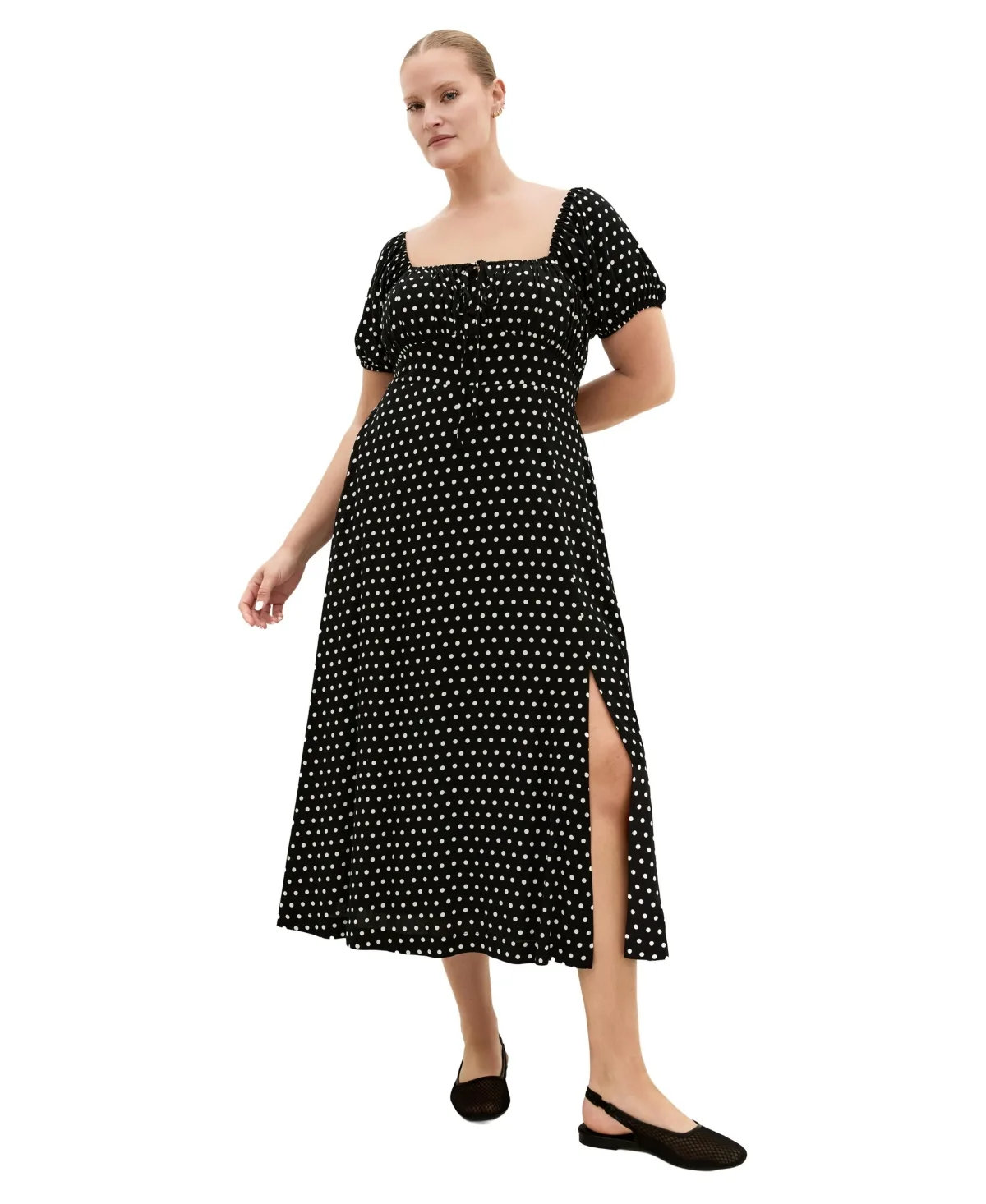 Abbie Spot Print Square-Neck Dress by City Chic