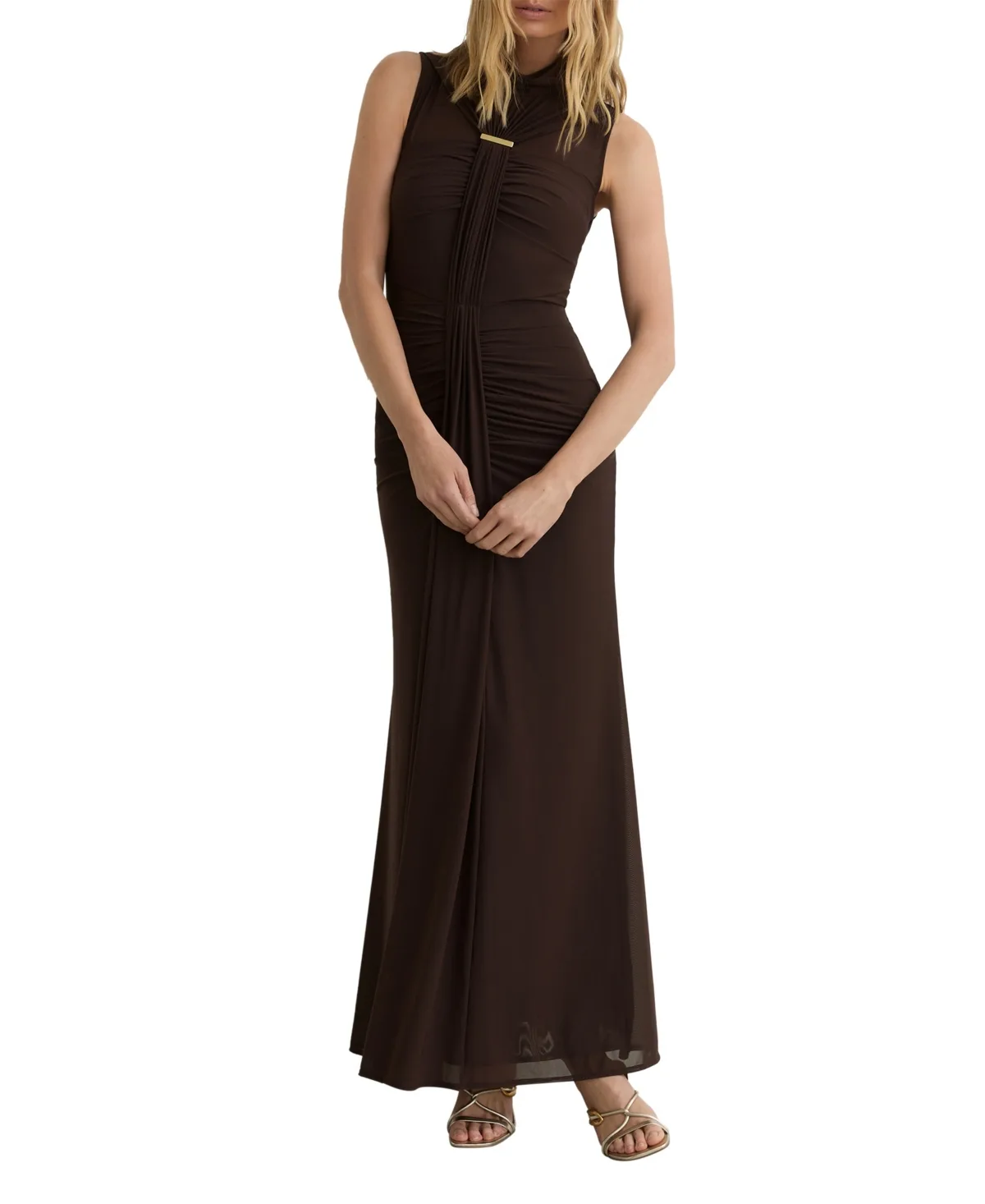 Sleeveless Mock Neck Long Dress by Reiss