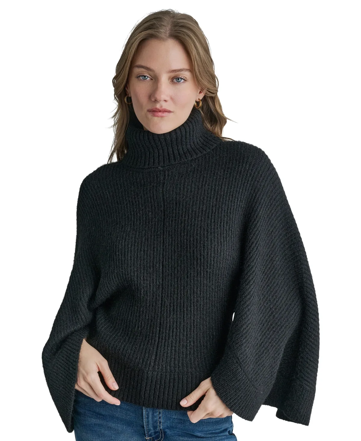 Ribbed Turtleneck Poncho by BCBG