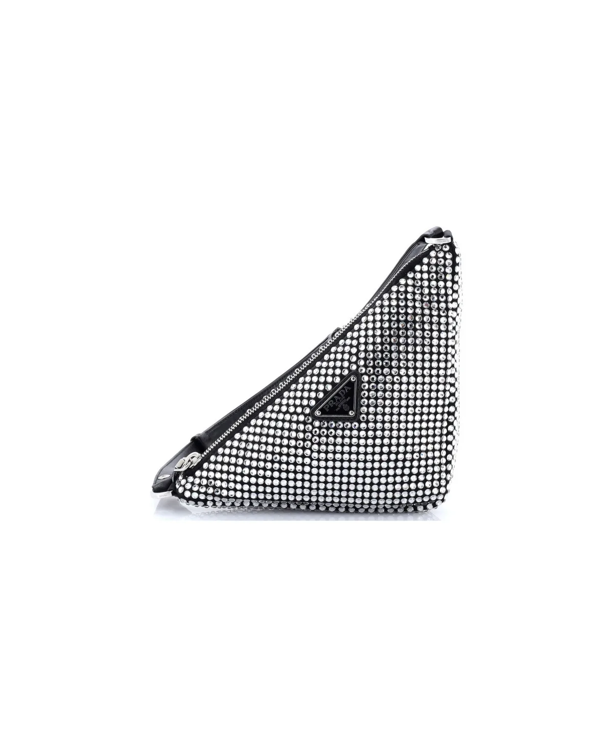 Pre-Owned Prada Mini Triangle Top Handle Pouch Bag Crystal Embellished Satin by Prada