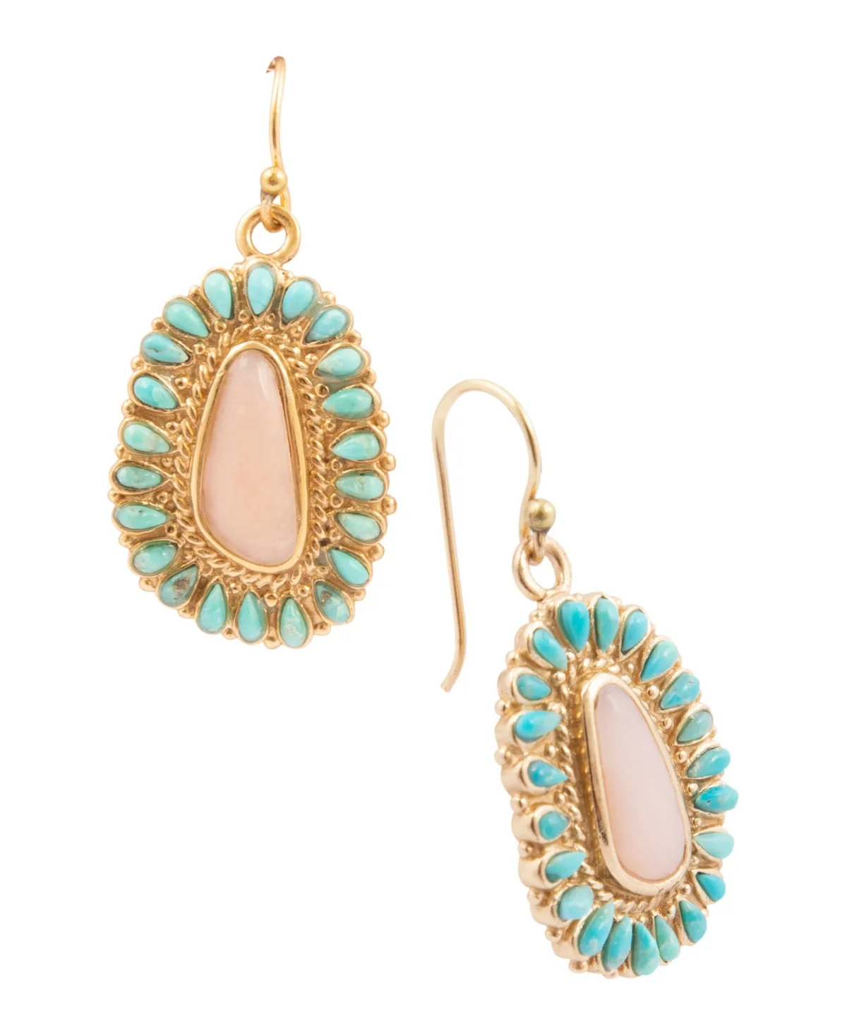Pink Opal & Blue Turquoise Gold-Tone Cactus Rose Drop Earrings by Barse
