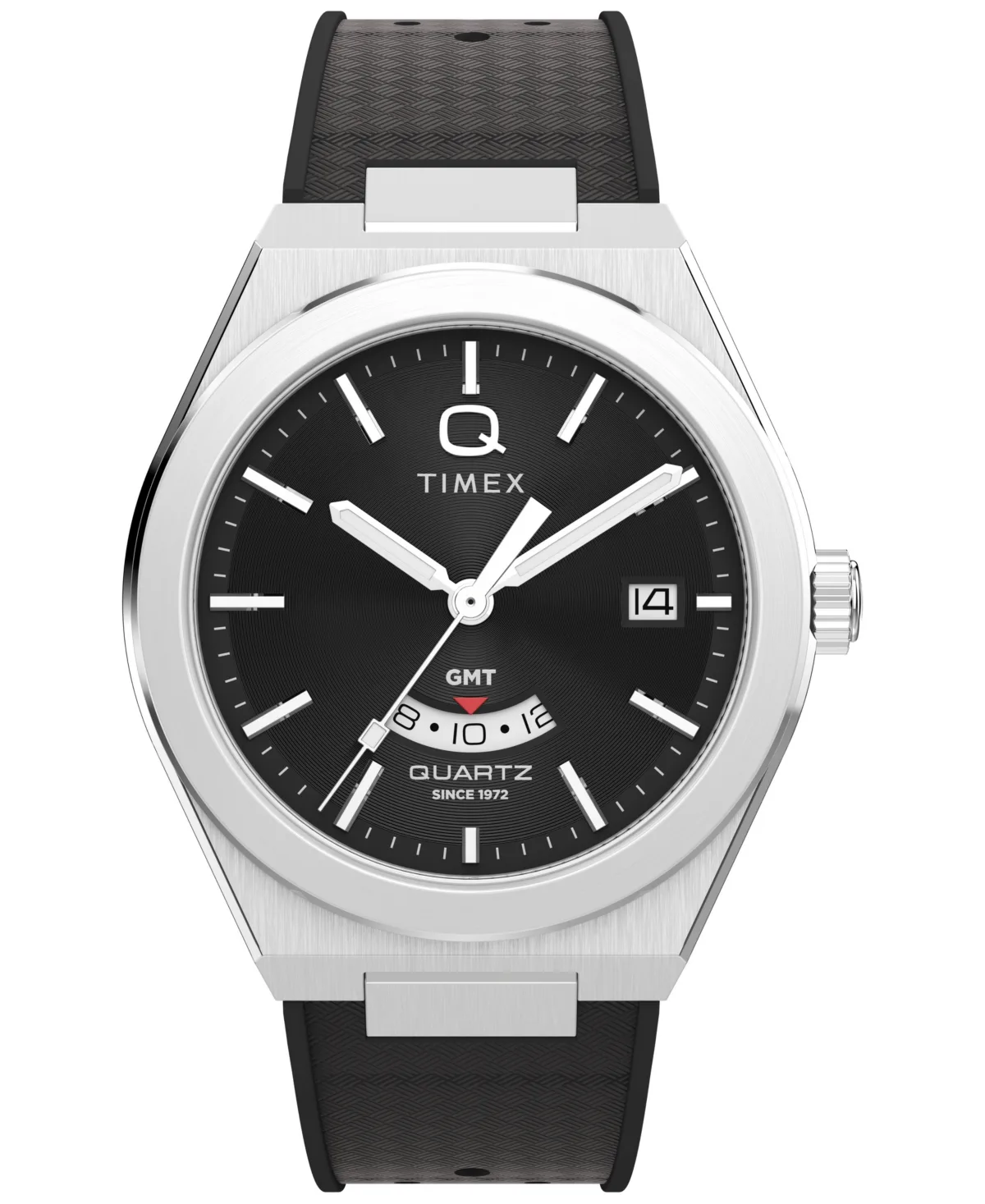 Quartz Analog Continental Gmt Black Rubber Watch 39mm by Timex