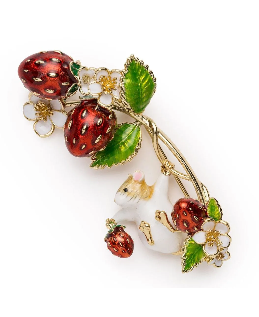 Strawberry and Mouse Brooch by Bill Skinner Studio