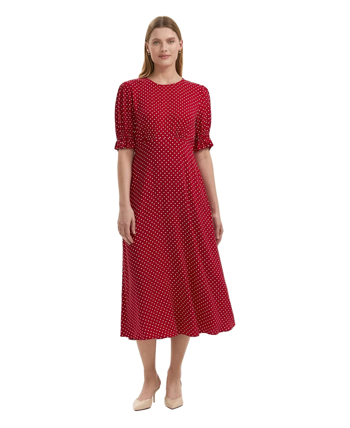 Mela Polka Dot Midi Tea Dress