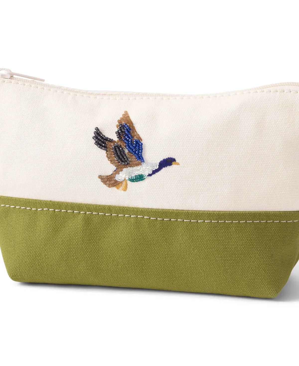 Embroidered Zipper Canvas Pouch - Ducks by Lands' End