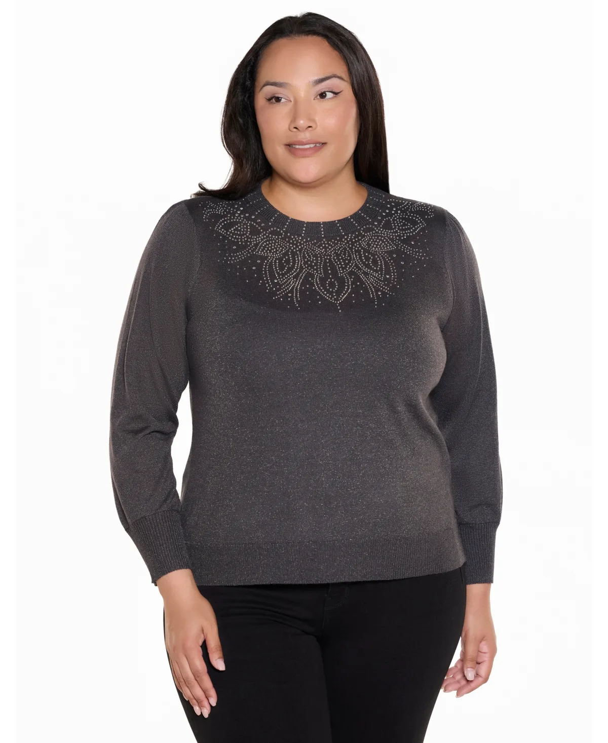 Embellished Long-Sleeve Lightweight Sweater by Belldini