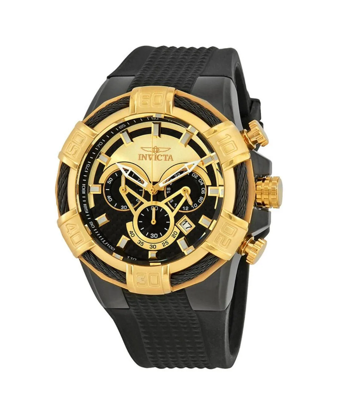 Quartz Bolt Multifunction Rubber Watch, 52mm