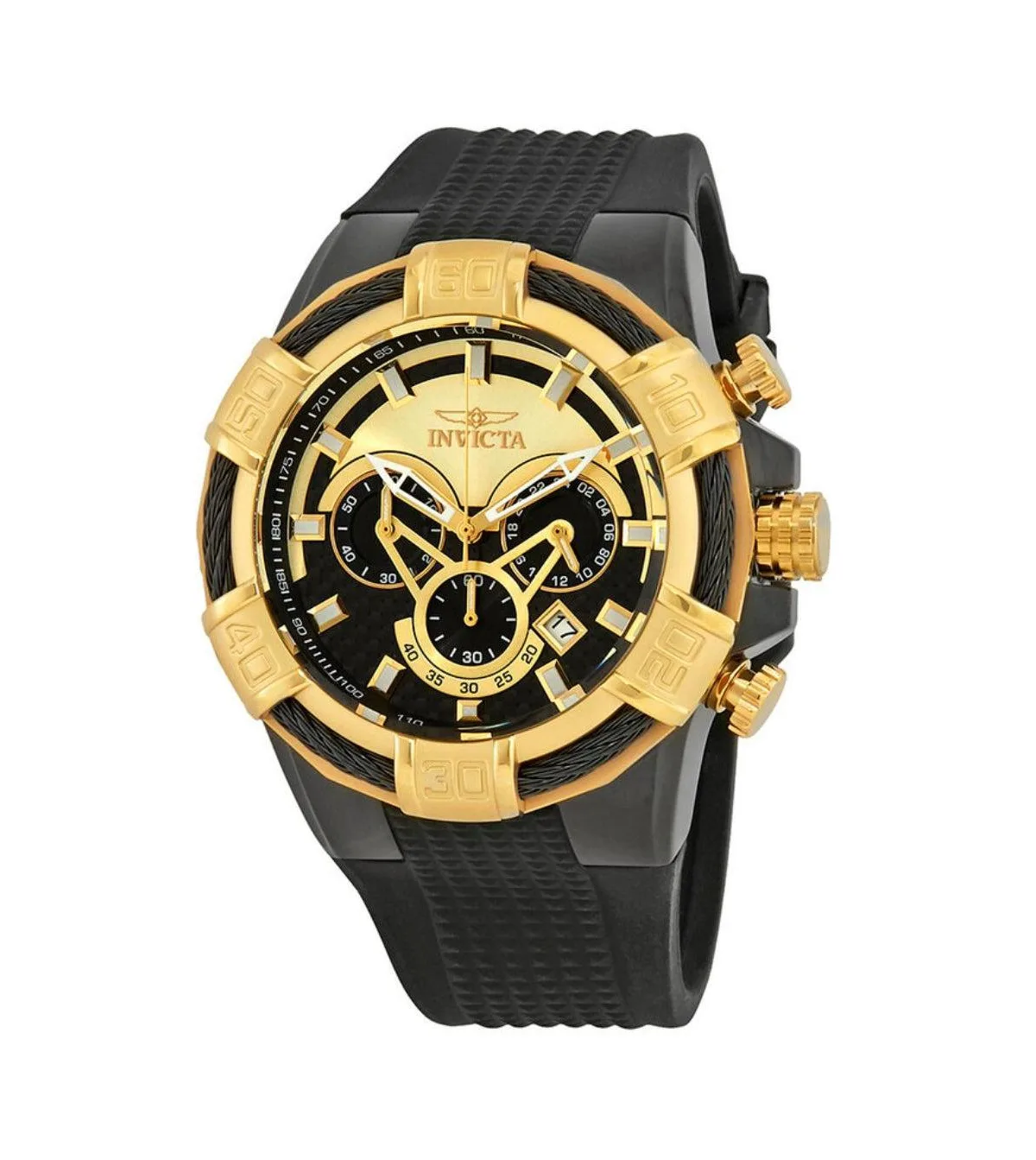 Quartz Bolt Multifunction Rubber Watch, 52mm