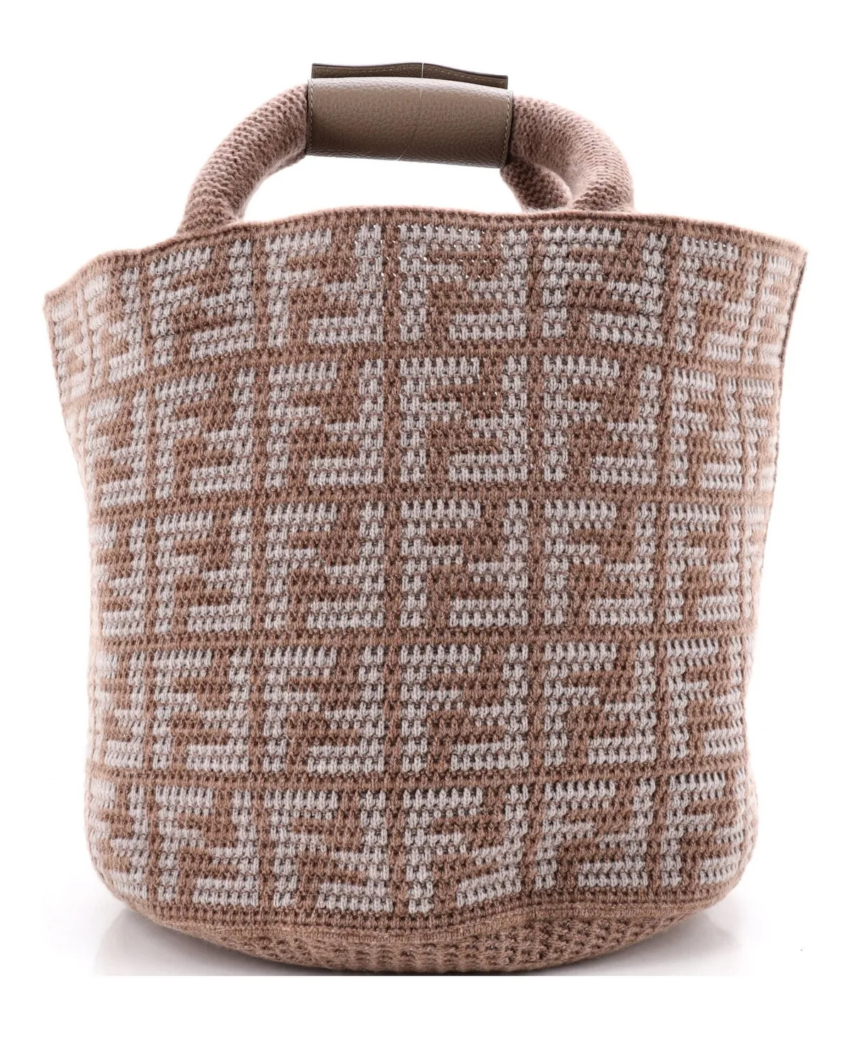 Pre-Owned Fendi Large Shopper Tote Zucca Crochet Cashmere by FENDI