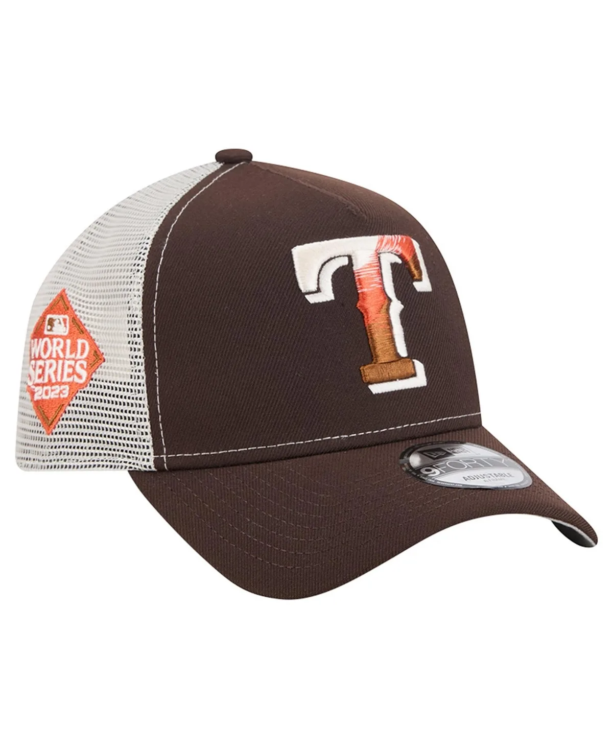 Texas Rangers Pumpkin Spice 9FORTY A-Frame Adjustable Trucker Hat by New Era