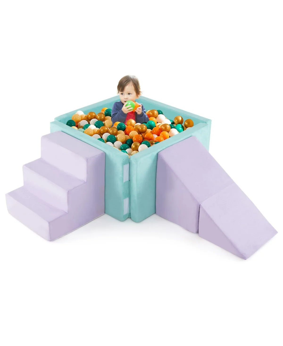 3-In-1 Suede Fabric Soft Play Set Foam Climbing Blocks for Toddlers by Mecale