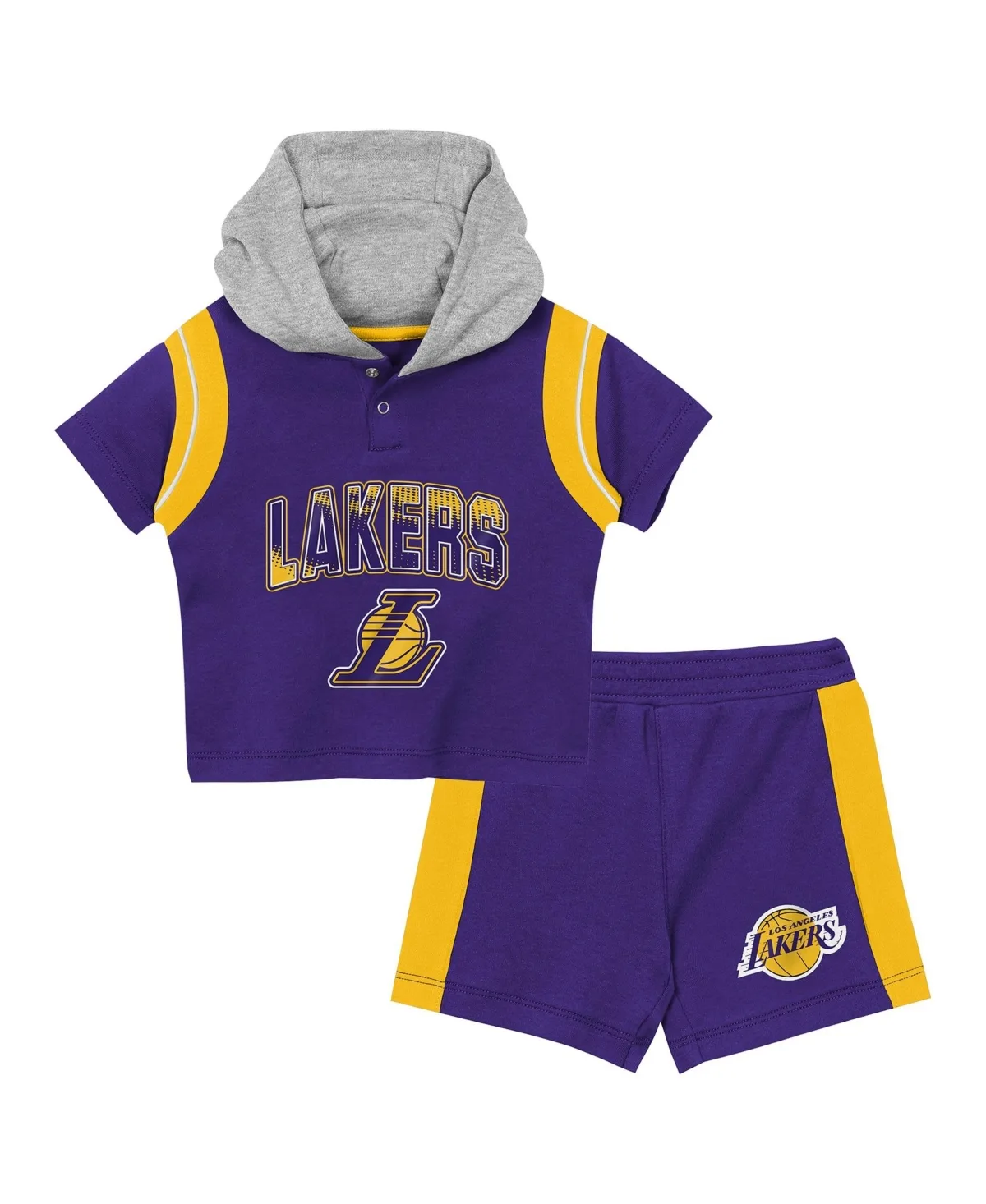 Los Angeles Lakers Get Back Short-Sleeve Hoodie Shorts Set, 2-Pack by Outerstuff