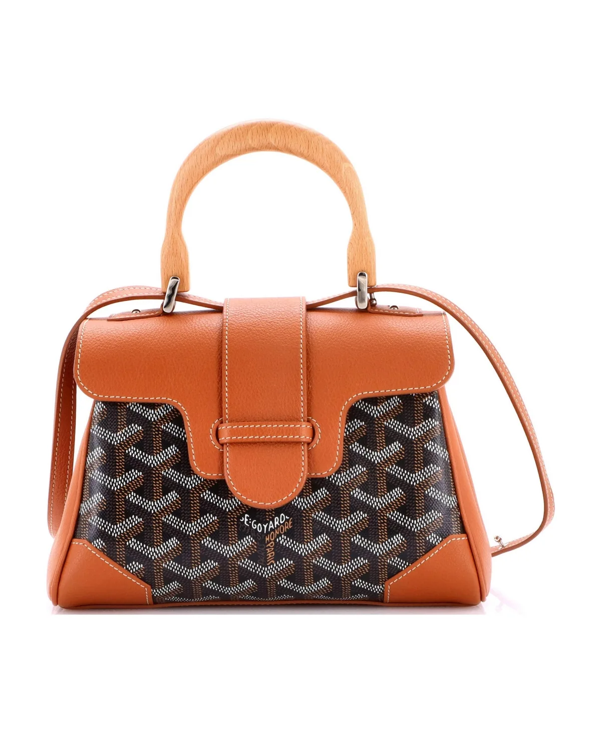 Pre-Owned Goyard Mini Saigon Top Handle Bag Coated Canvas with Leather by Pre Owned Goyard