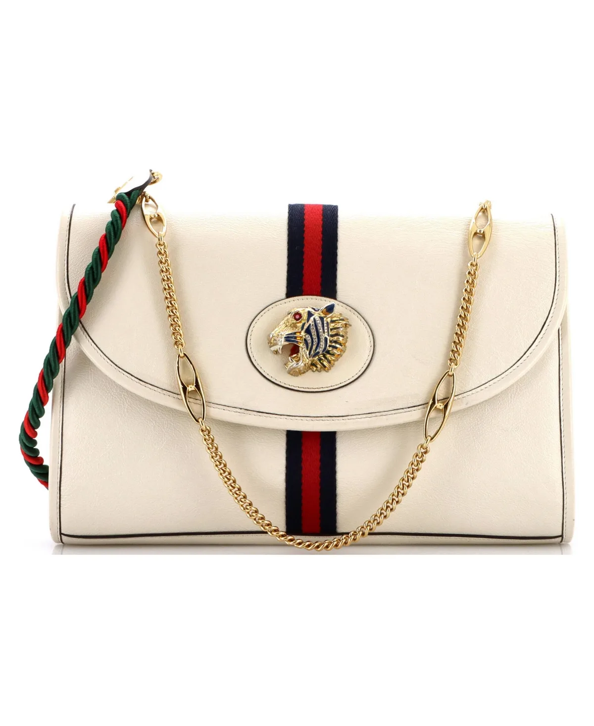 Pre-Owned Gucci Medium Rajah Web Chain Shoulder Bag Leather by Gucci