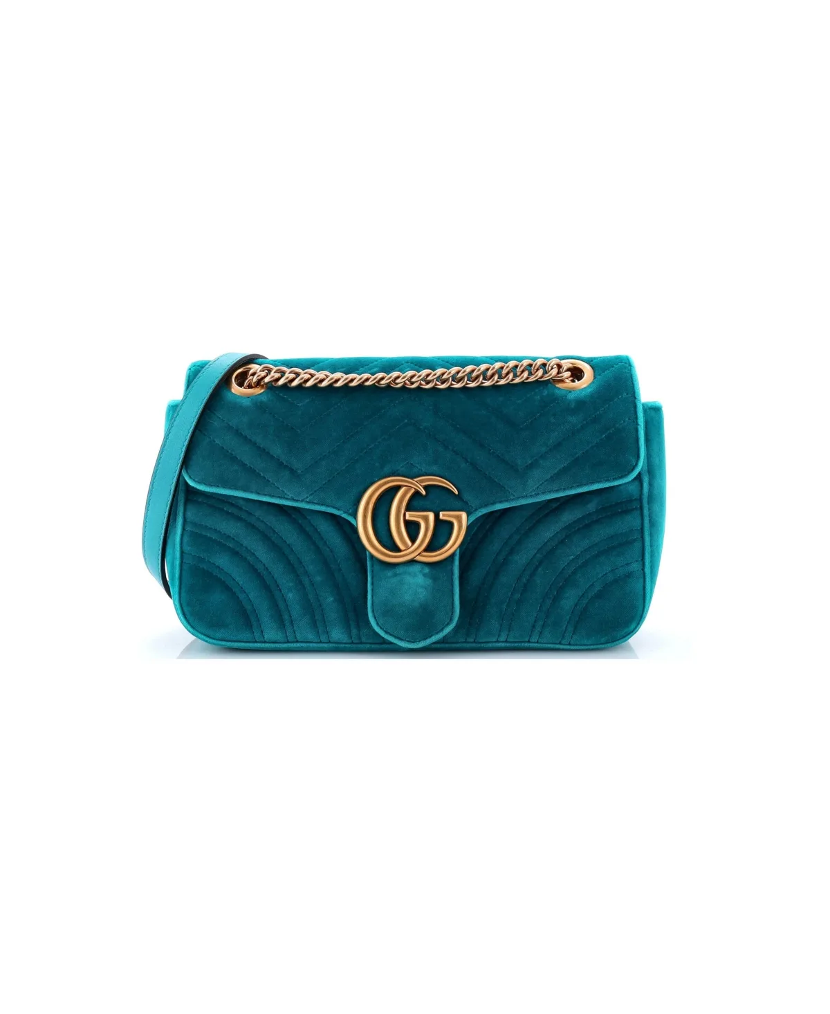 Pre-Owned Gucci Small GG Marmont Flap Bag Matelasse Velvet by Gucci