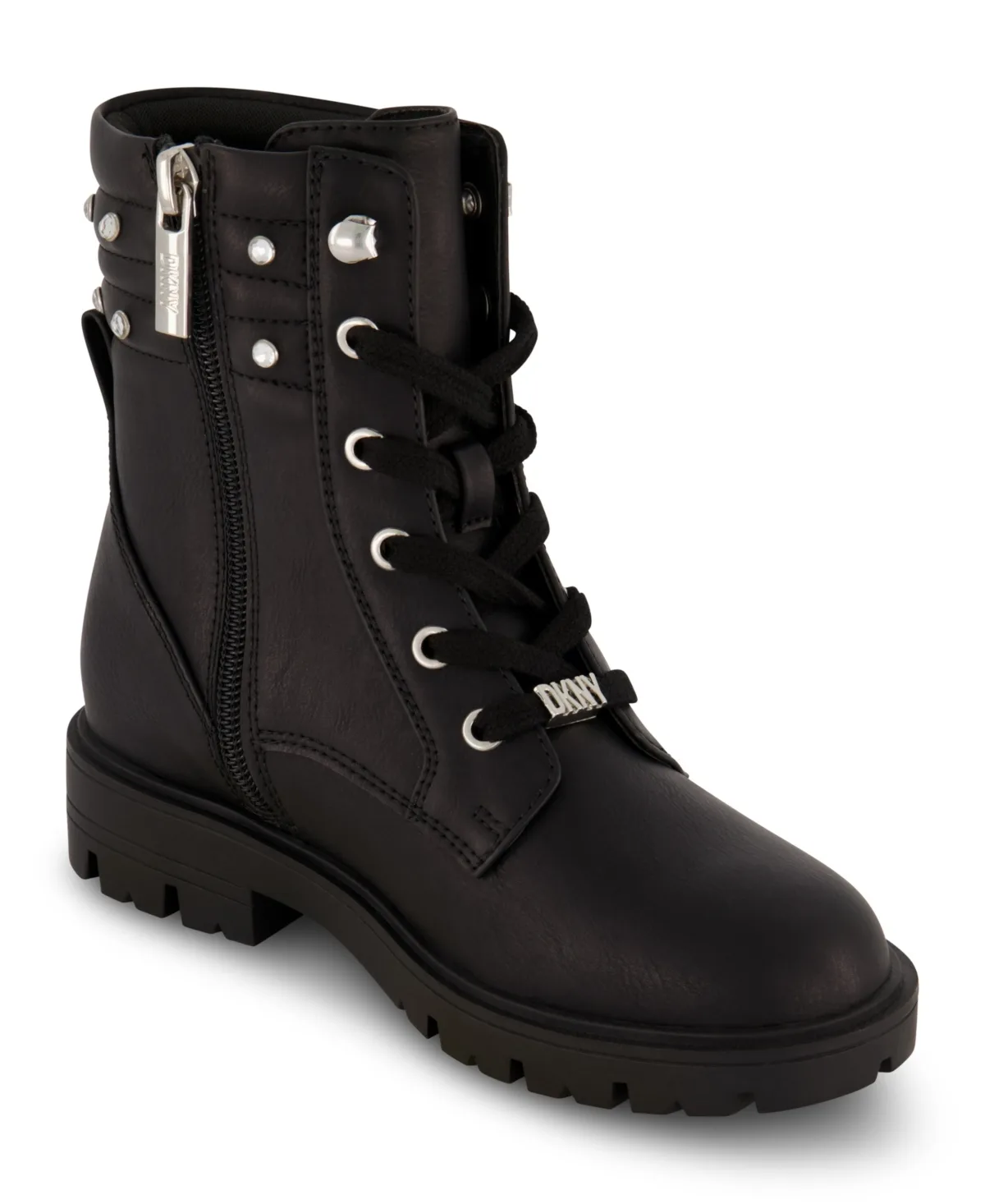 Stassi Stone Crystal Stud Collar Moto Boots by DKNY