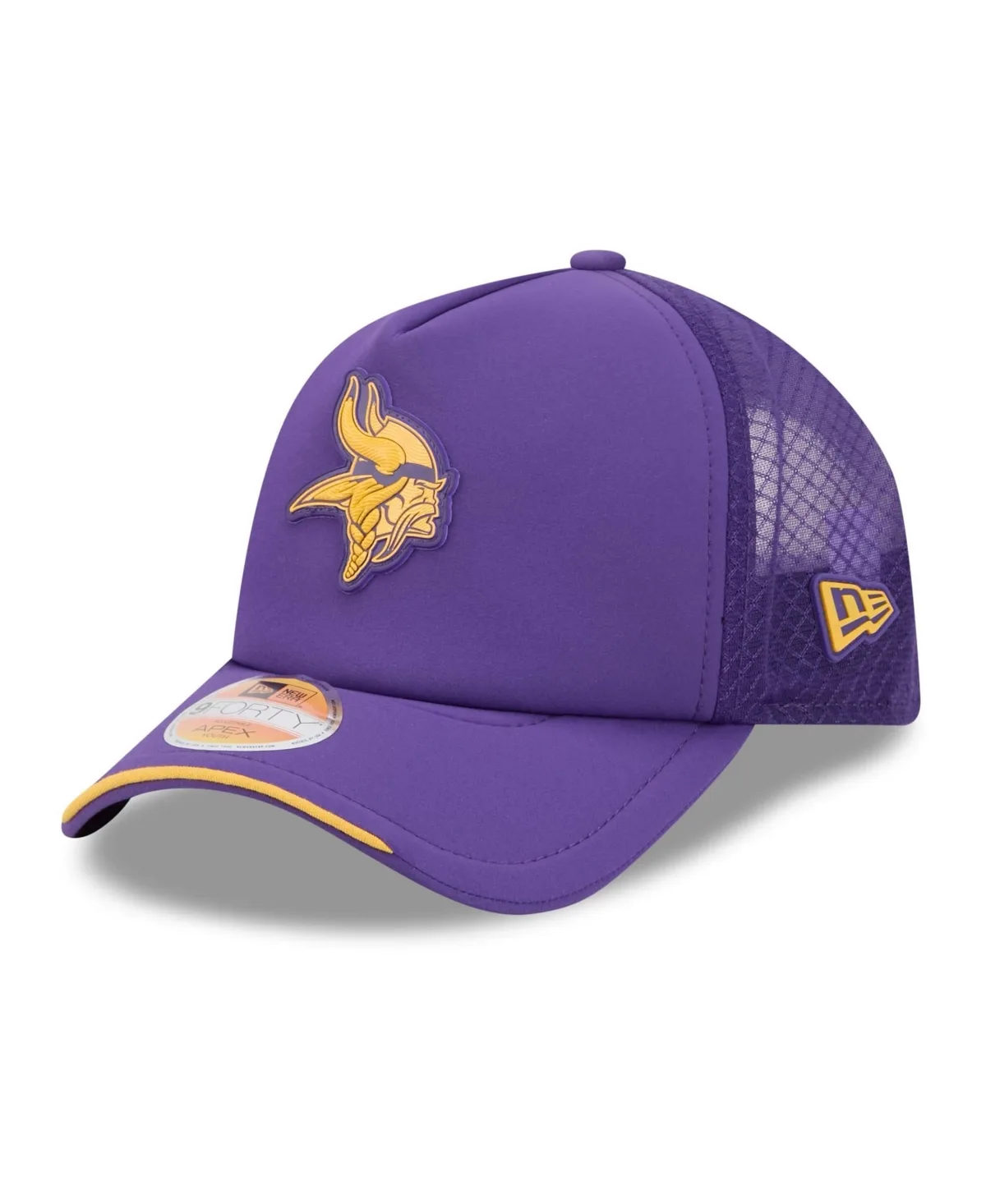 Minnesota Vikings 2026 Sideline Apex 9FORTY Adjustable Trucker Hat by New Era