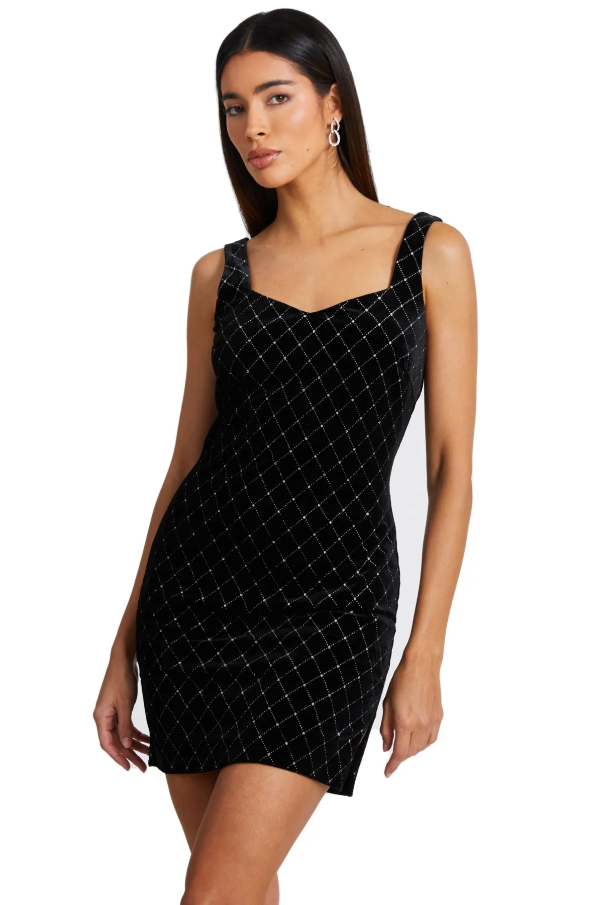 Diamonte Velvet Bodycon Mini Dress by Quiz