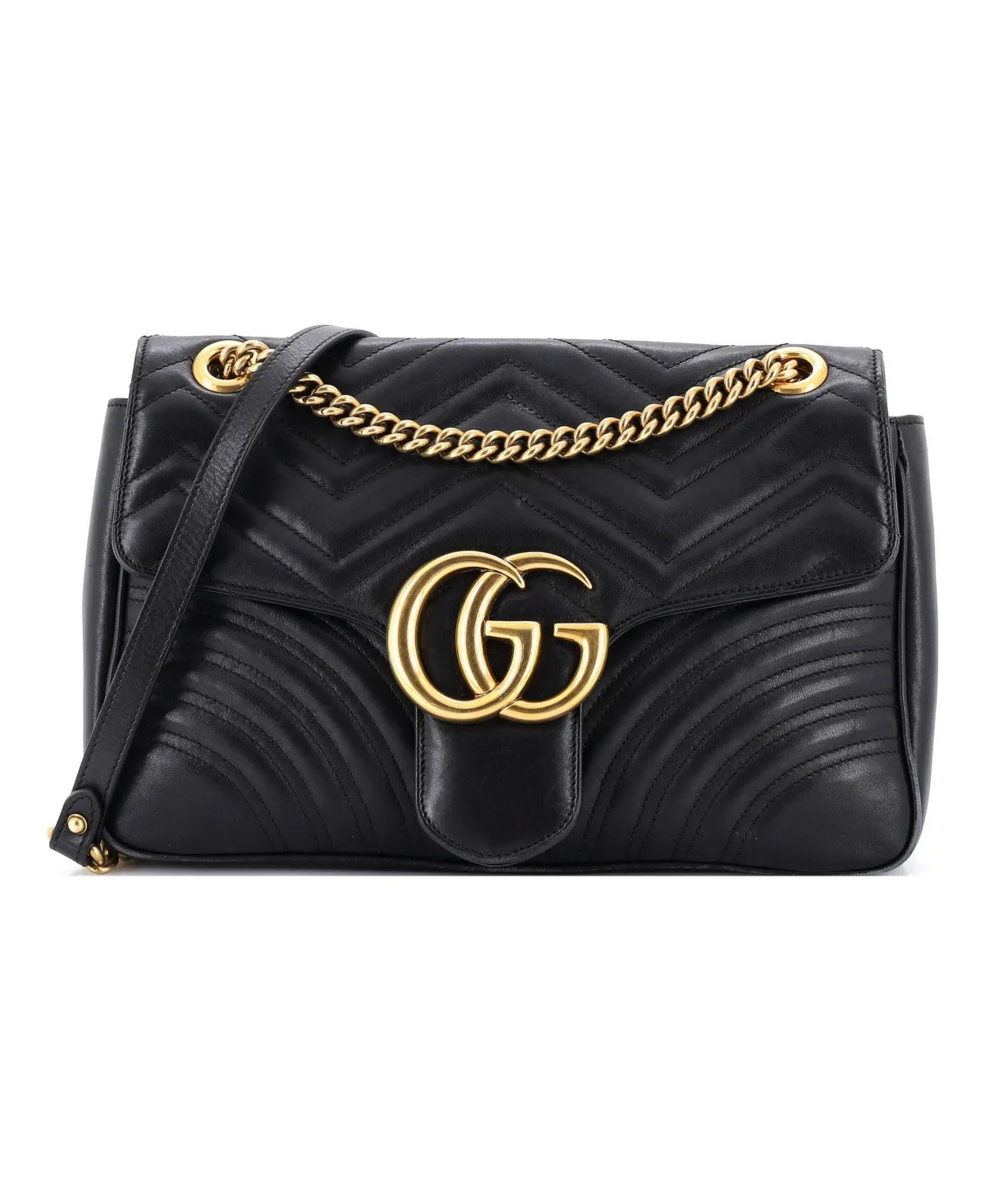 Pre-Owned Gucci Medium Gg Marmont Flap Bag Matelasse Leather by Gucci