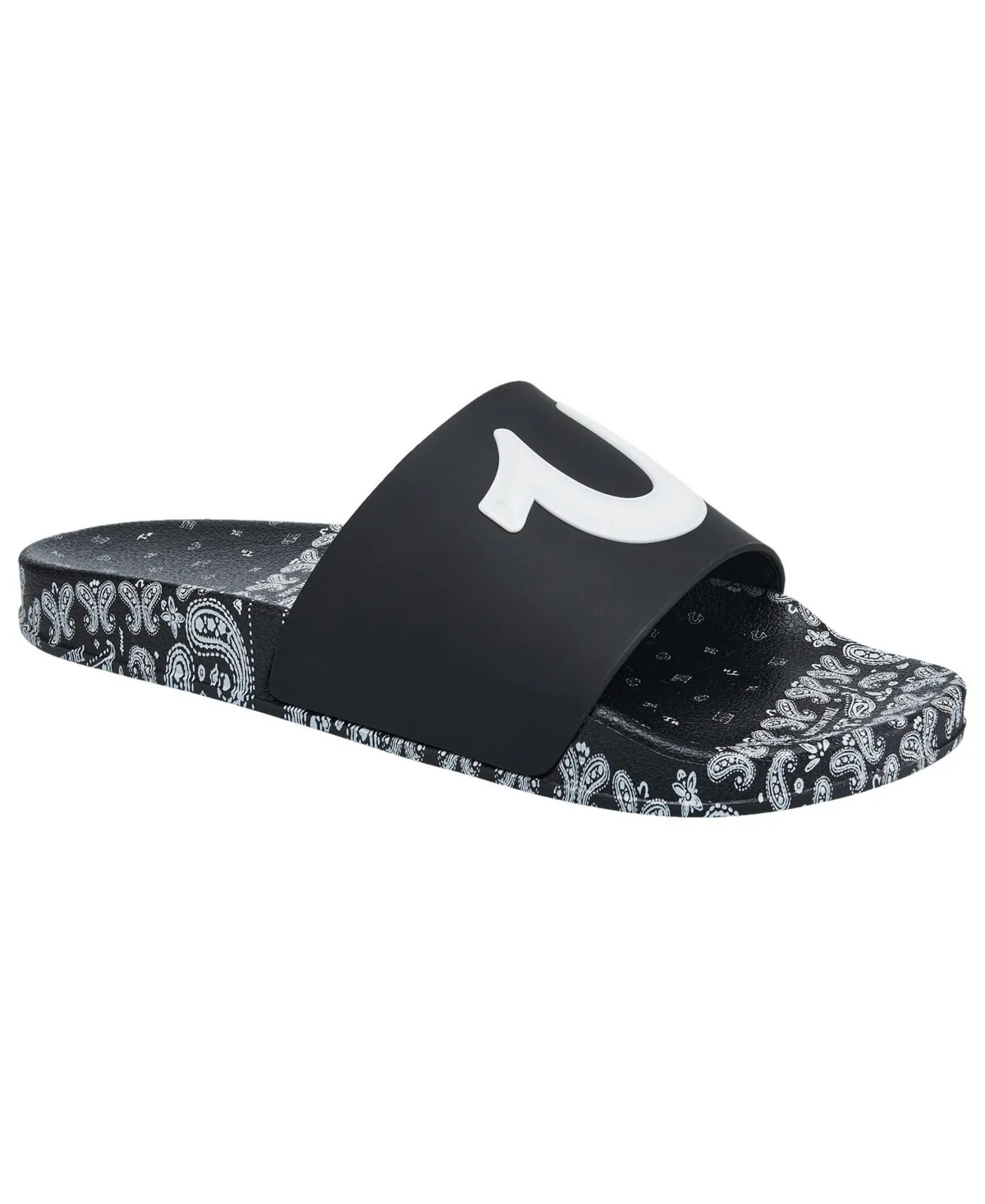 112 Paisley Footbed Horseshoe Logo Slide by True Religion