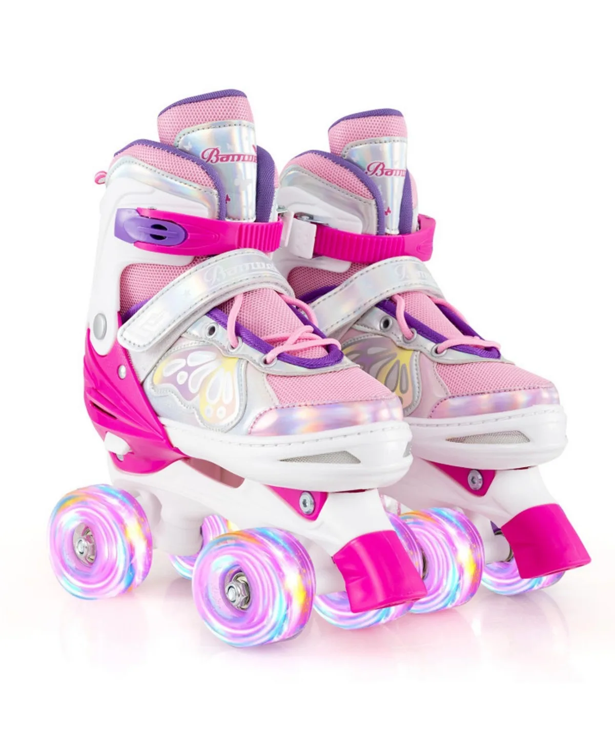 Adjustable Quad Roller Skates for Teens with Battery-Free Light-Up Wheels by Hongge