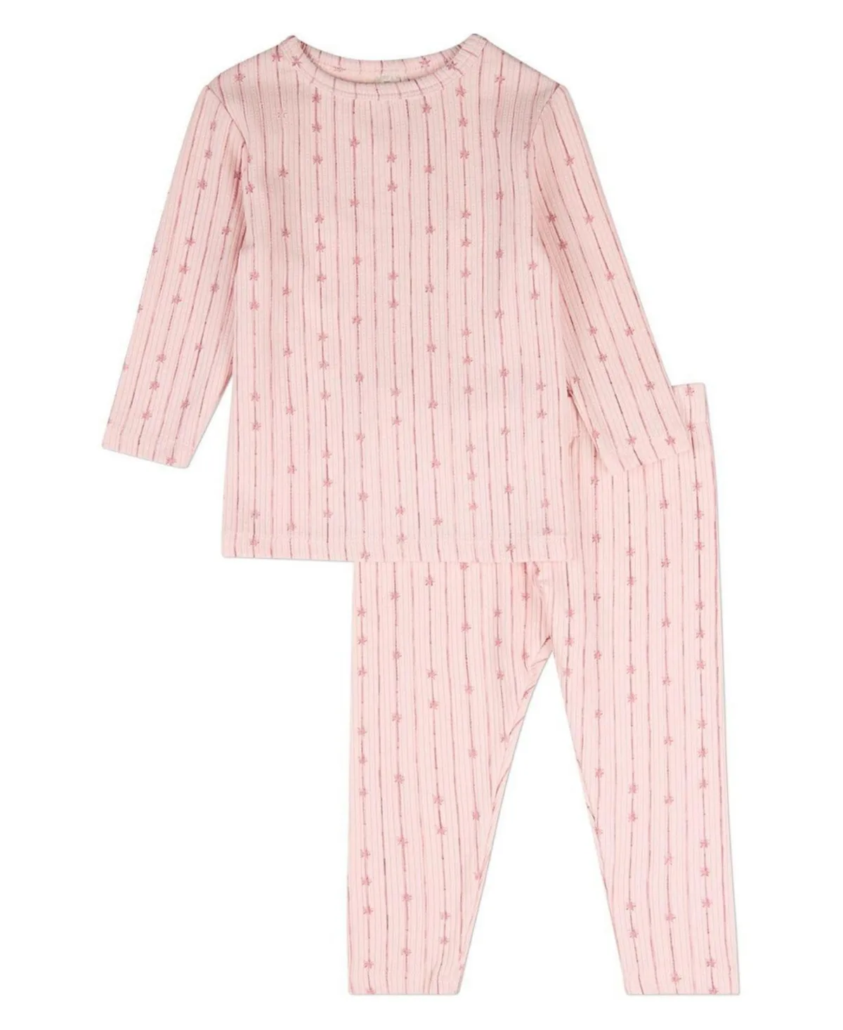 Star Light, Star Bright Long-Sleeve Pointelle Stripe Top and Pants, 2-Piece Set by Memoi