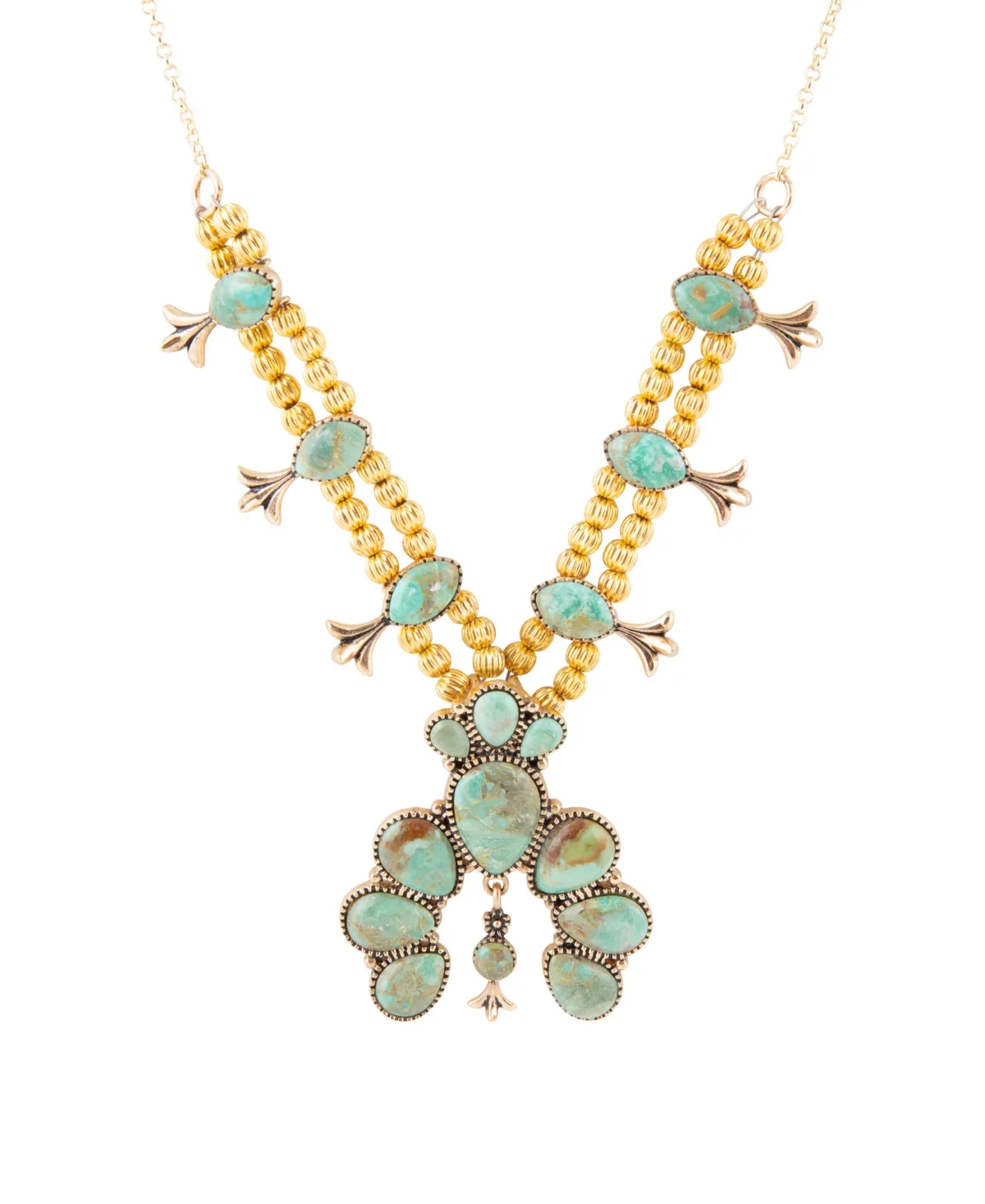 Genuine Blue Turquoise Squash Blossom Statement Necklace by Barse