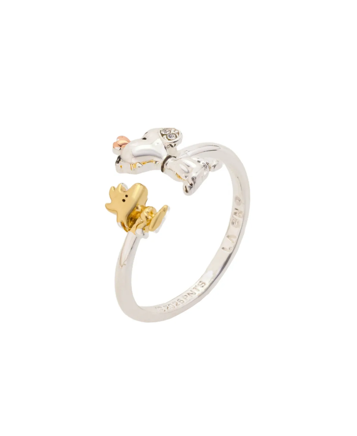 Silver-Plated Cubic Zirconia Snoopy Wood Open Ring by Unwritten