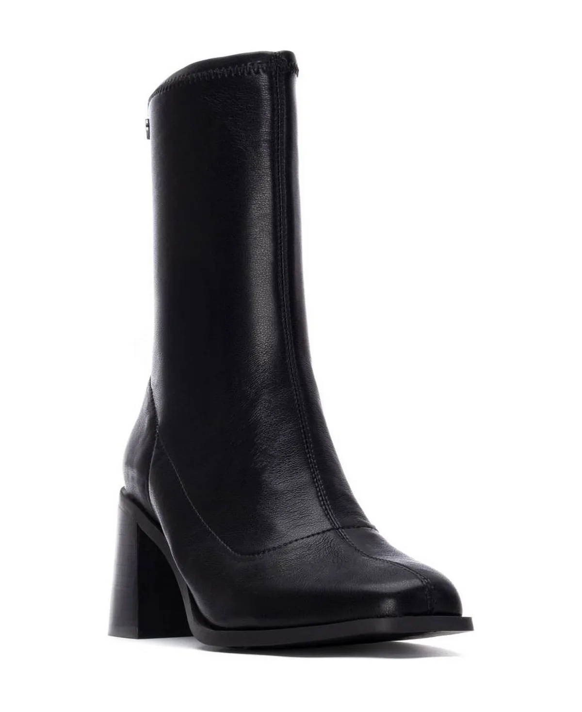 Block-Heel Almond-Toe Zipper Ankle Booties by Xti