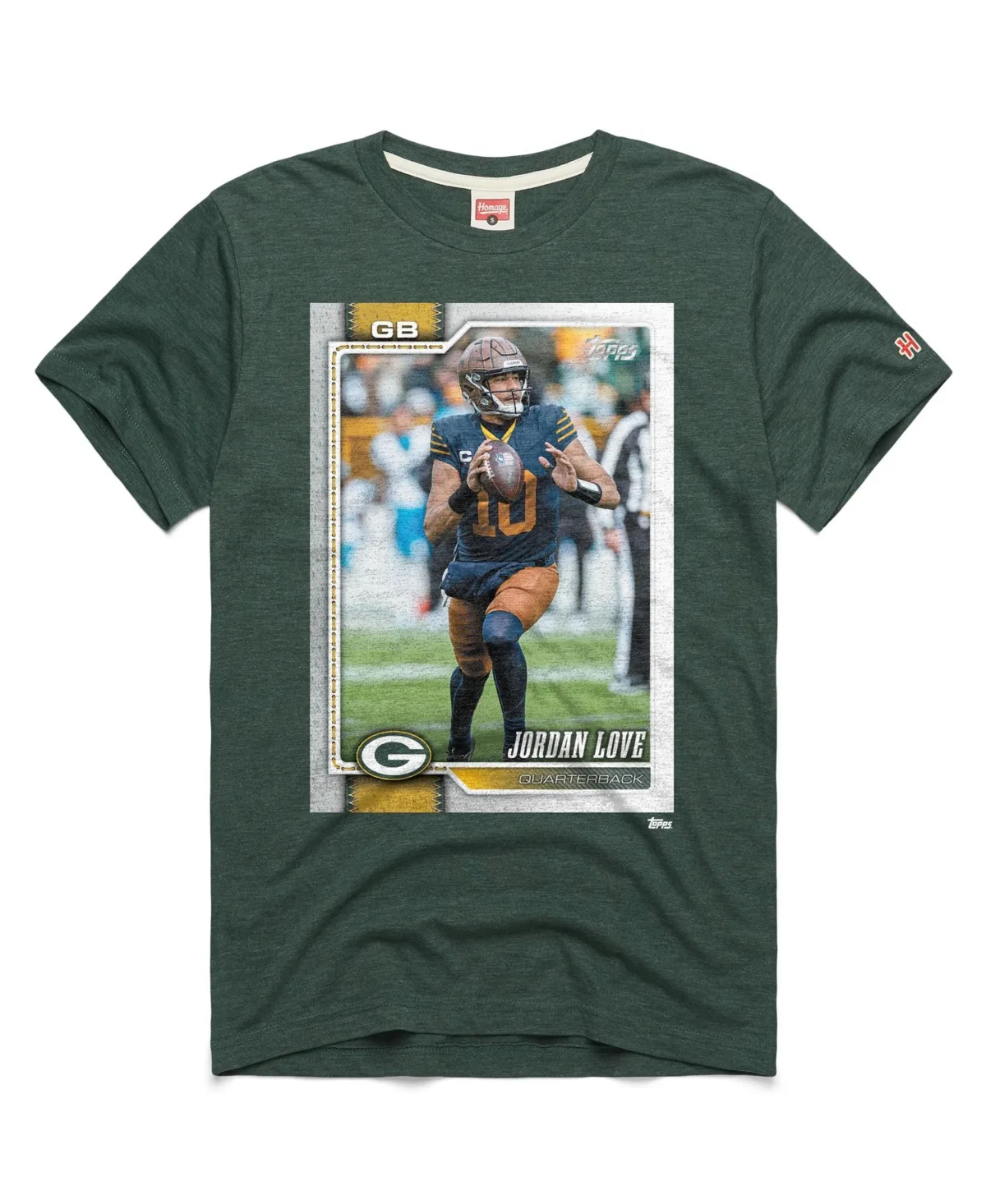 Jordan Love Green Bay Packers Nfl Topps Trading Card Tri-Blend T-Shirt by Homage