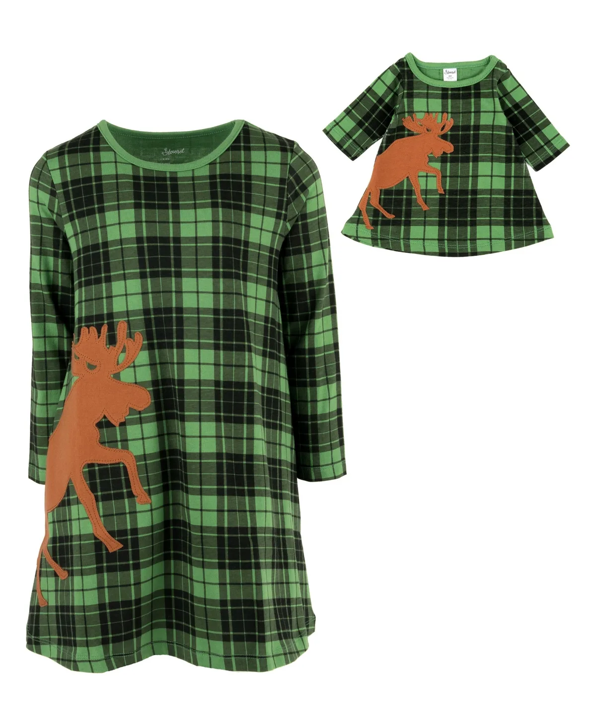 Long-Sleeve A-Line Matching-Doll Girl and Doll Dress, 2-Piece Set by Leveret