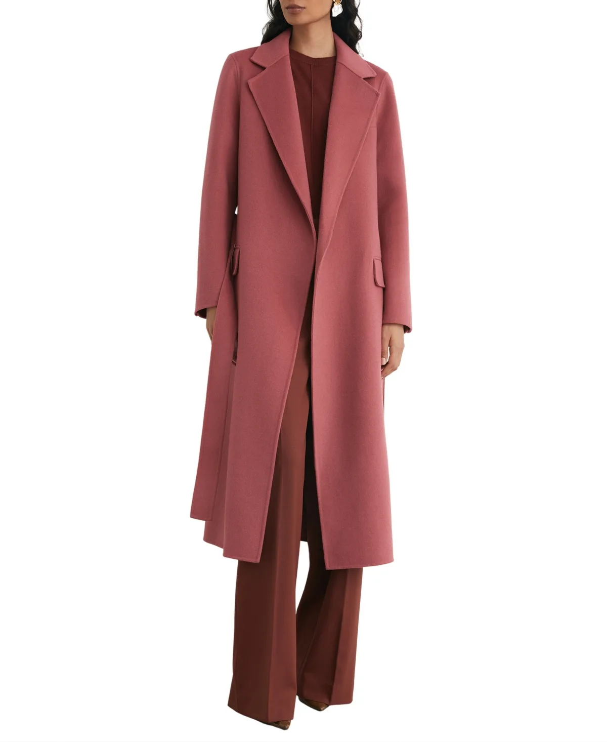 Long Double-Breasted Wool-Blend Coat