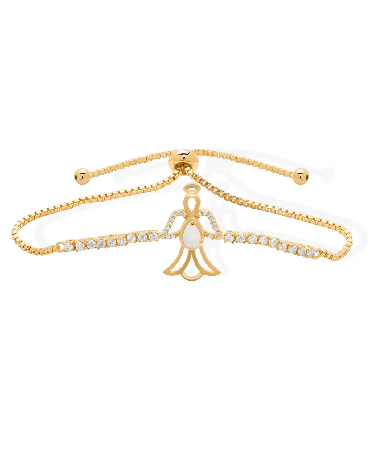 Simulated Opal and Cubic Zirconia Gold-Tone Angel Adjustable Bracelet by Macy's