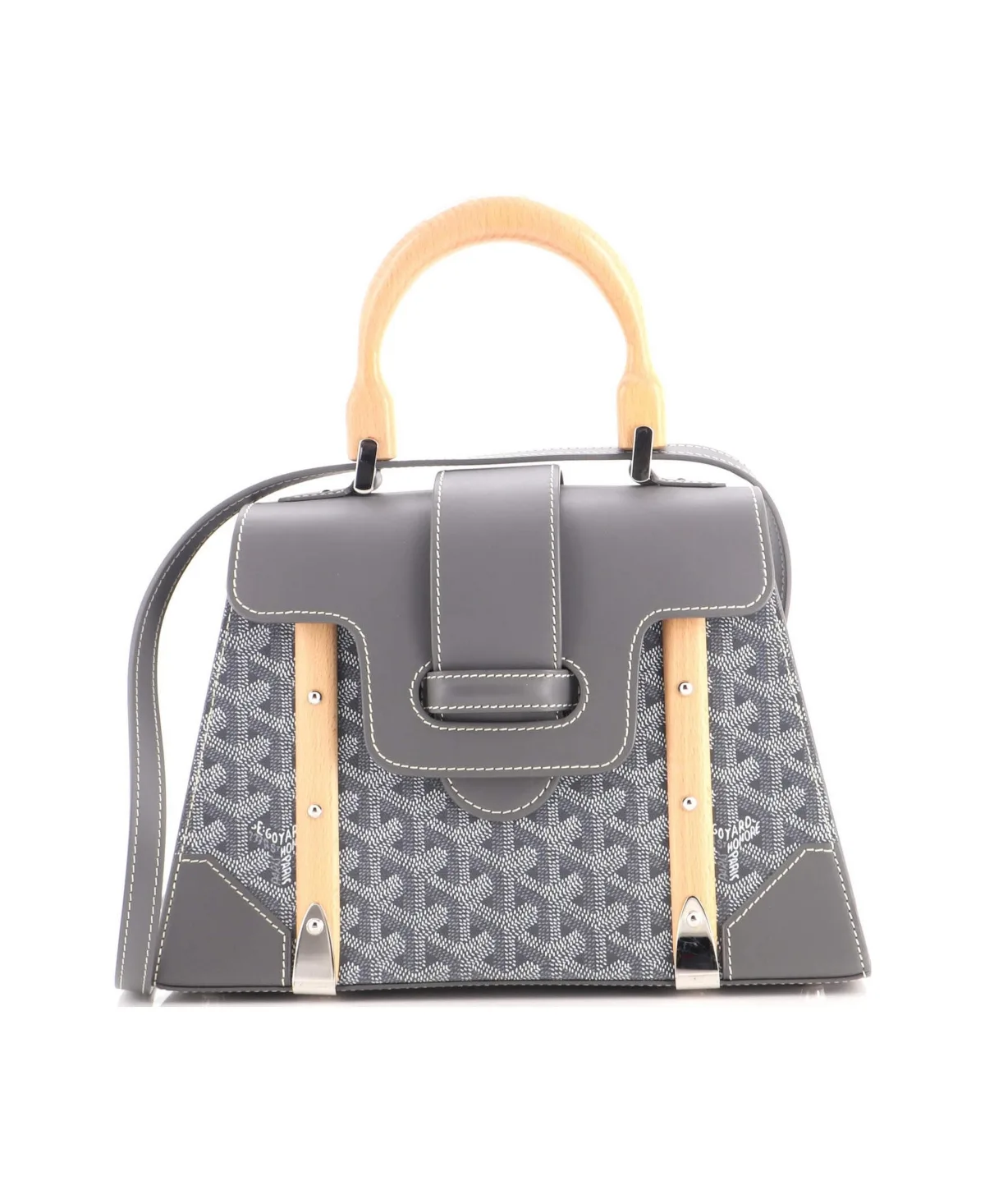 Pre-Owned PM Saigon Top Handle Bag Coated Canvas with Leather by Pre Owned Goyard