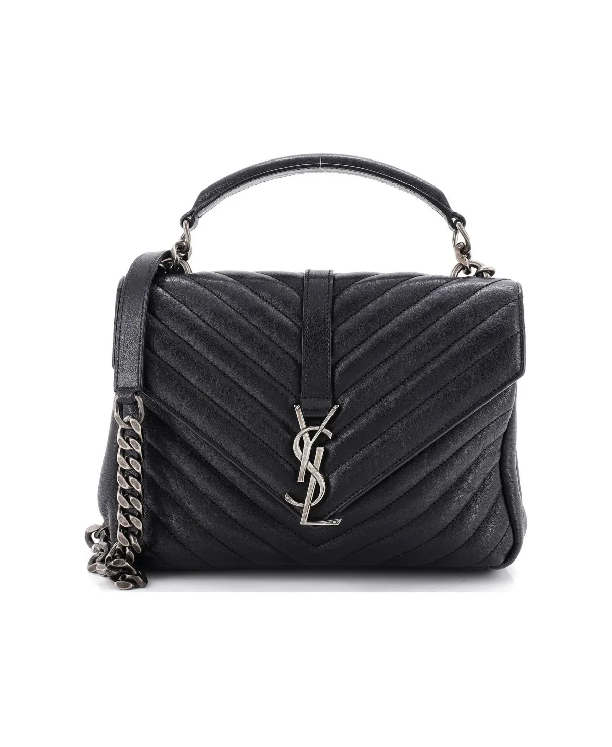Pre-Owned Medium Classic Monogram College Bag Matelasse Chevron Leather by Saint Laurent