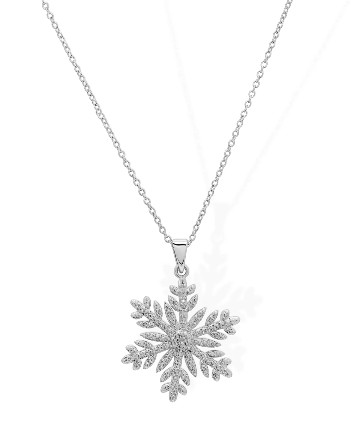 Diamond Accent Silver-Tone Snowflake Pendant Necklace by Macy's