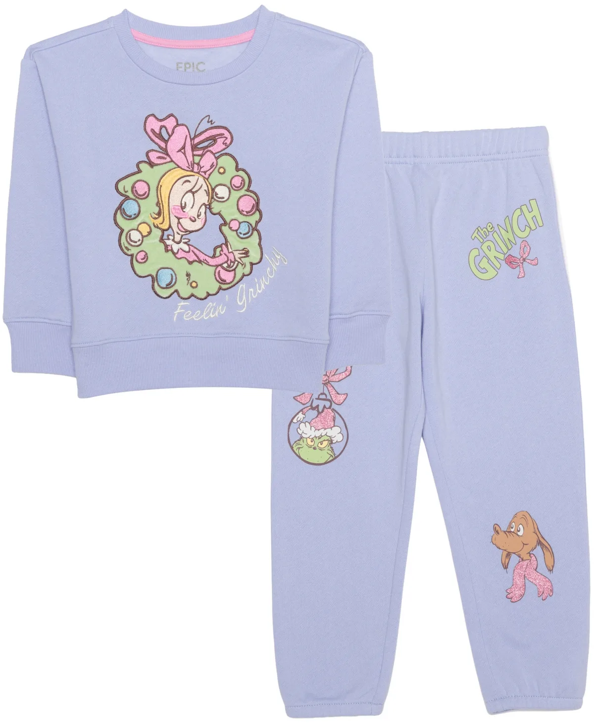 Grinch Long-Sleeve Fleece Sweatshirt and Jogger Pants, 2-Piece Set by Epic Threads