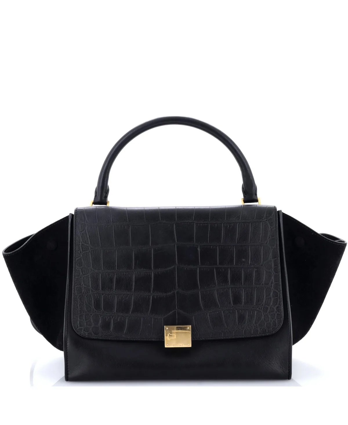 Pre-Owned Medium Trapeze Bag Embossed Leather by Celine