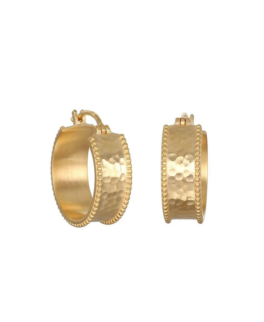Gold-Tone Beaded Circle of Truth Hoop Earrings