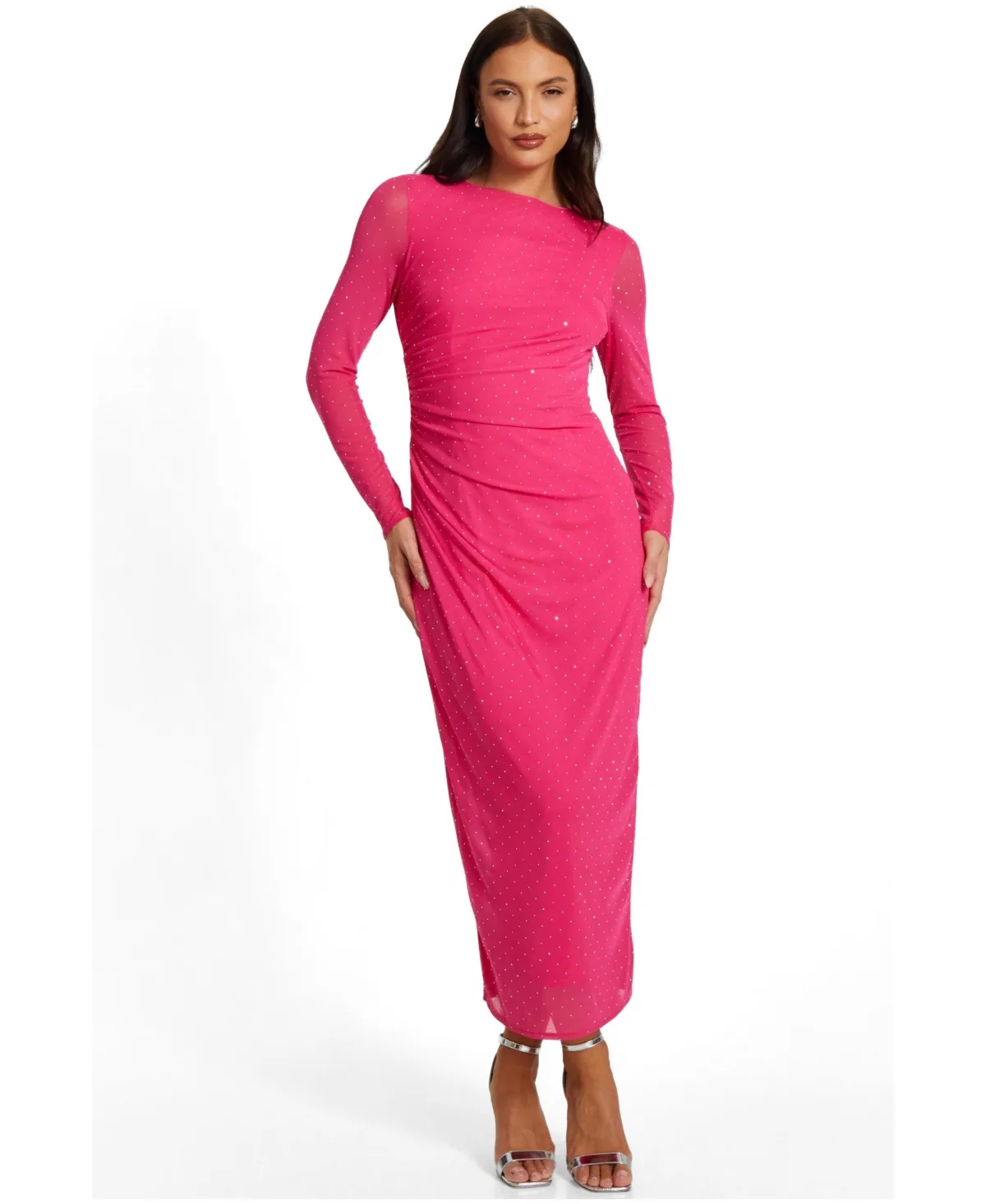 Mesh Midaxi Dress by Quiz
